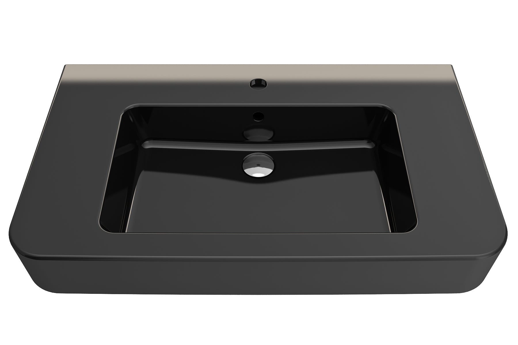 BOCCHI Parma 34" Rectangle Wallmount Fireclay Bathroom Sink, Black, Single Faucet Hole, 1124-005-0126