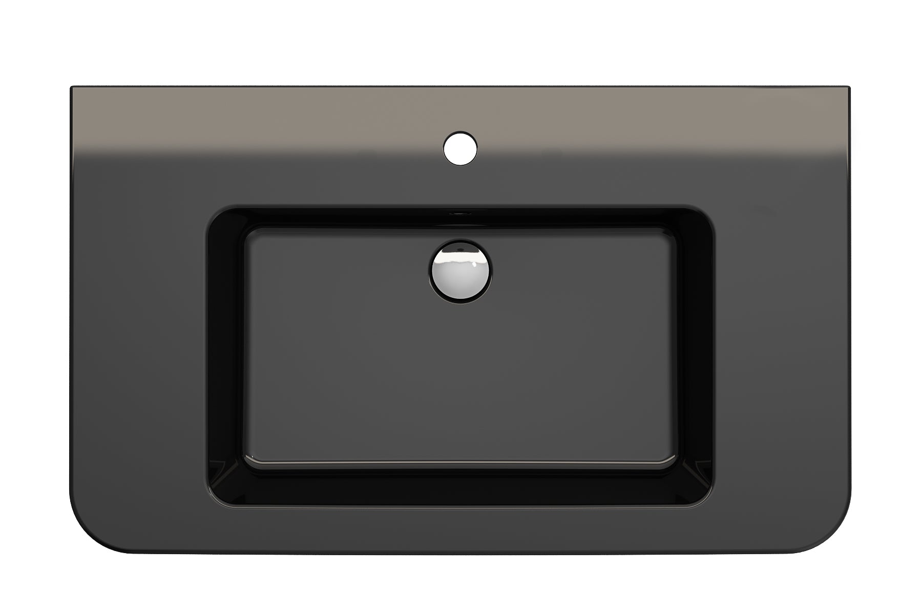 BOCCHI Parma 34" Rectangle Wallmount Fireclay Bathroom Sink, Black, Single Faucet Hole, 1124-005-0126