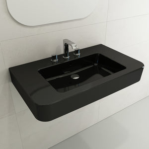 Alternate Image for BOCCHI Parma 34" Rectangle Wallmount Fireclay Bathroom Sink, Black, 3 Faucet Hole, 1124-005-0127