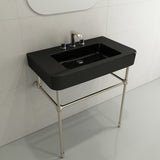 BOCCHI Parma 34" Rectangle Wallmount Fireclay Bathroom Sink, Black, 3 Faucet Hole, 1124-005-0127