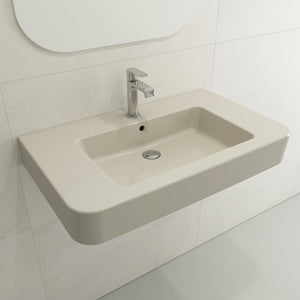 Alternate Image for BOCCHI Parma 34" Rectangle Wallmount Fireclay Bathroom Sink, Biscuit, Single Faucet Hole, 1124-014-0126