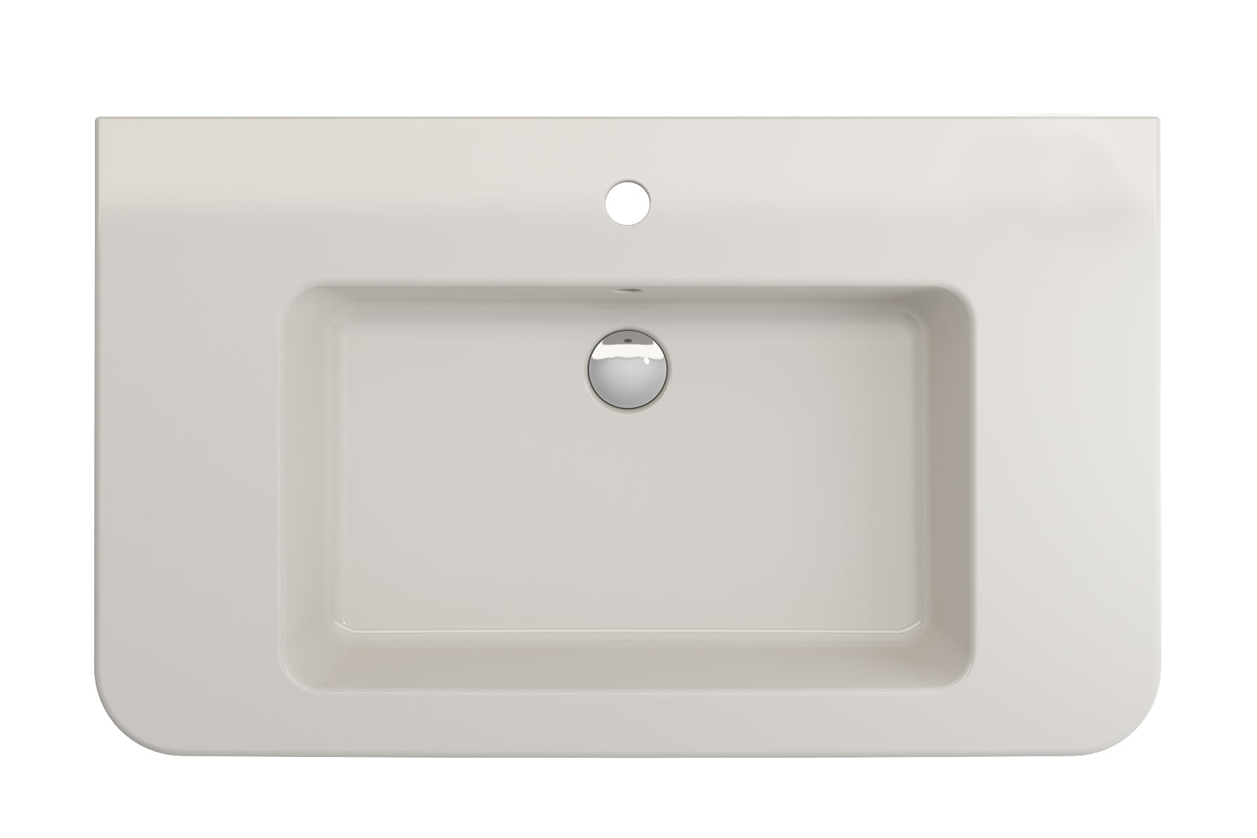 BOCCHI Parma 34" Rectangle Wallmount Fireclay Bathroom Sink, Biscuit, Single Faucet Hole, 1124-014-0126