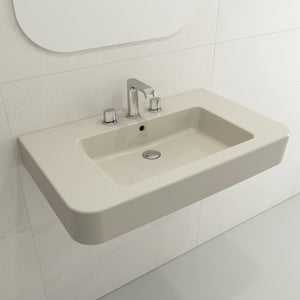 Alternate Image for BOCCHI Parma 34" Rectangle Wallmount Fireclay Bathroom Sink, Biscuit, 3 Faucet Hole, 1124-014-0127