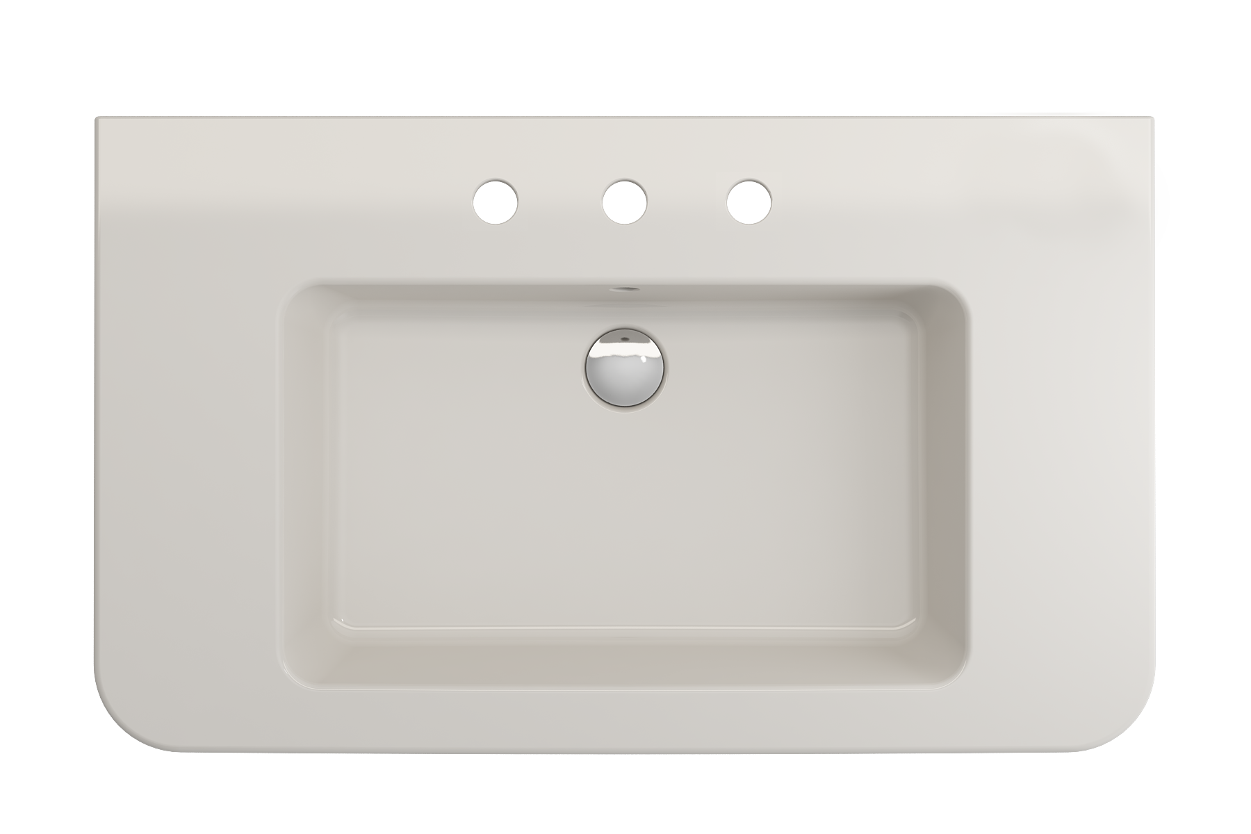 BOCCHI Parma 34" Rectangle Wallmount Fireclay Bathroom Sink, Biscuit, 3 Faucet Hole, 1124-014-0127
