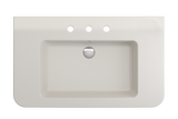 BOCCHI Parma 34" Rectangle Wallmount Fireclay Bathroom Sink, Biscuit, 3 Faucet Hole, 1124-014-0127