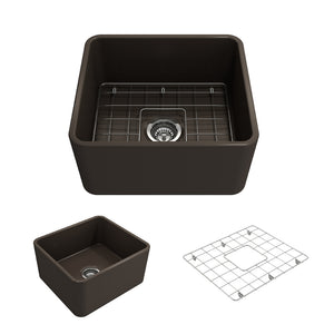 Alternate Image for BOCCHI Classico 20" Fireclay Farmhouse Apron Single Bowl Kitchen Sink, Matte Brown, 1136-025-0120
