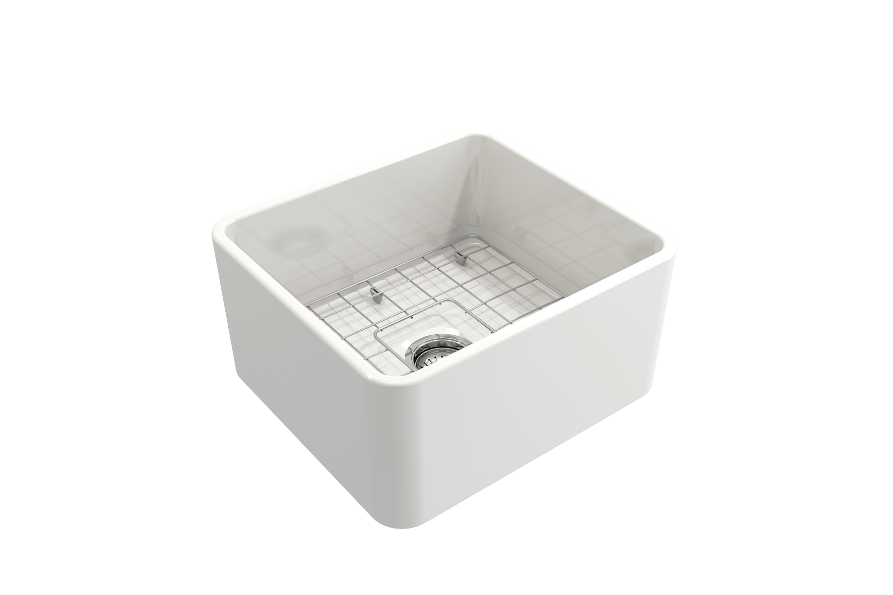 BOCCHI Classico 20" Fireclay Farmhouse Apron Single Bowl Kitchen Sink, White, 1136-001-0120
