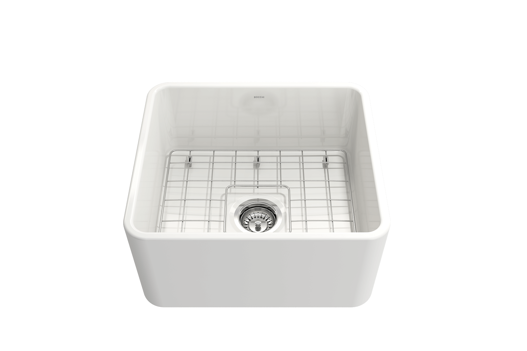 BOCCHI Classico 20" Fireclay Farmhouse Apron Single Bowl Kitchen Sink, White, 1136-001-0120