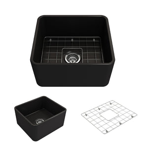 Alternate Image for BOCCHI Classico 20" Fireclay Farmhouse Apron Single Bowl Kitchen Sink, Matte Black, 1136-004-0120