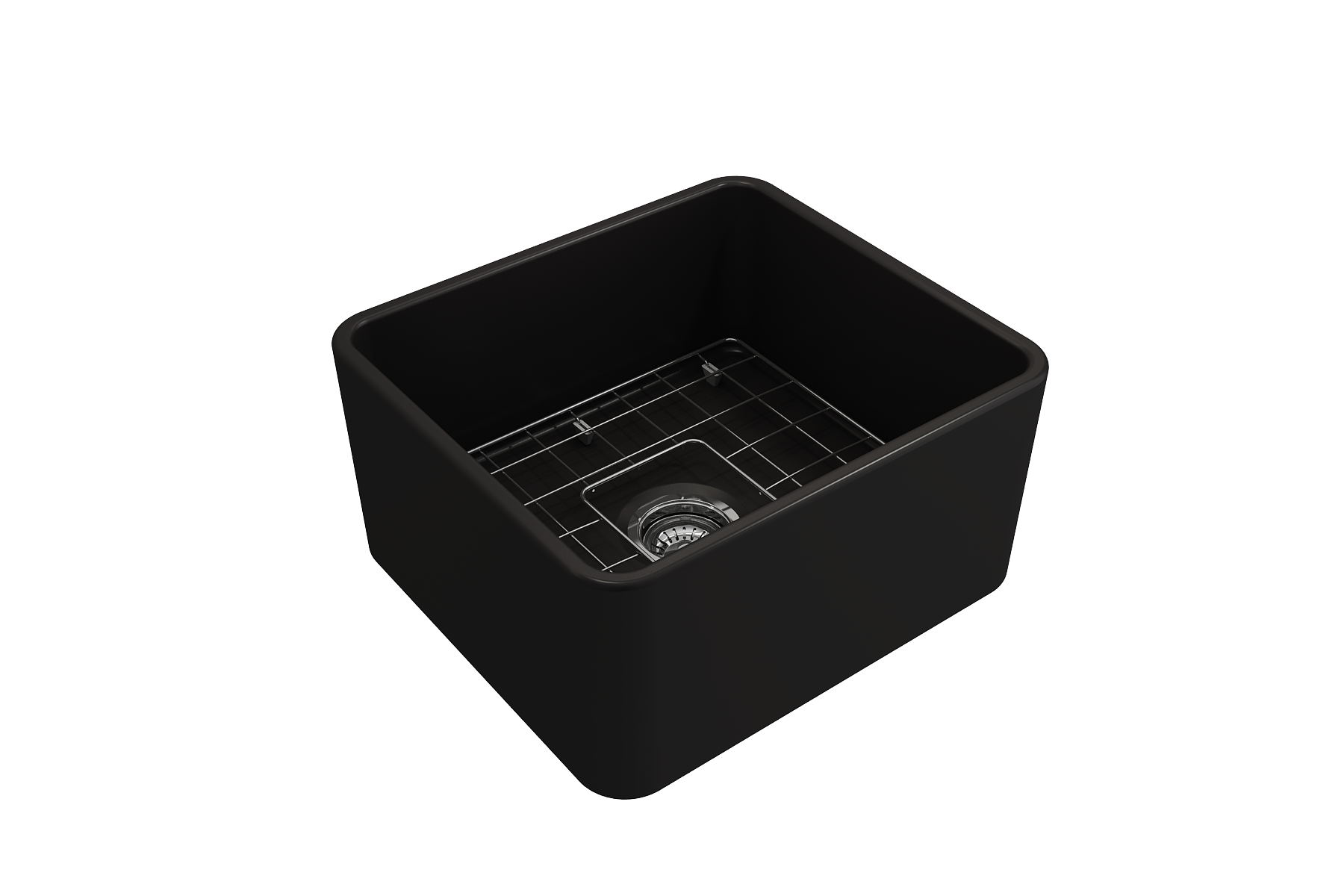BOCCHI Classico 20" Fireclay Farmhouse Apron Single Bowl Kitchen Sink, Matte Black, 1136-004-0120
