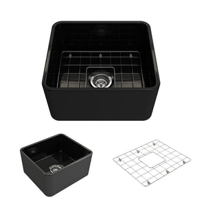 Alternate Image for BOCCHI Classico 20" Fireclay Farmhouse Apron Single Bowl Kitchen Sink, Black, 1136-005-0120