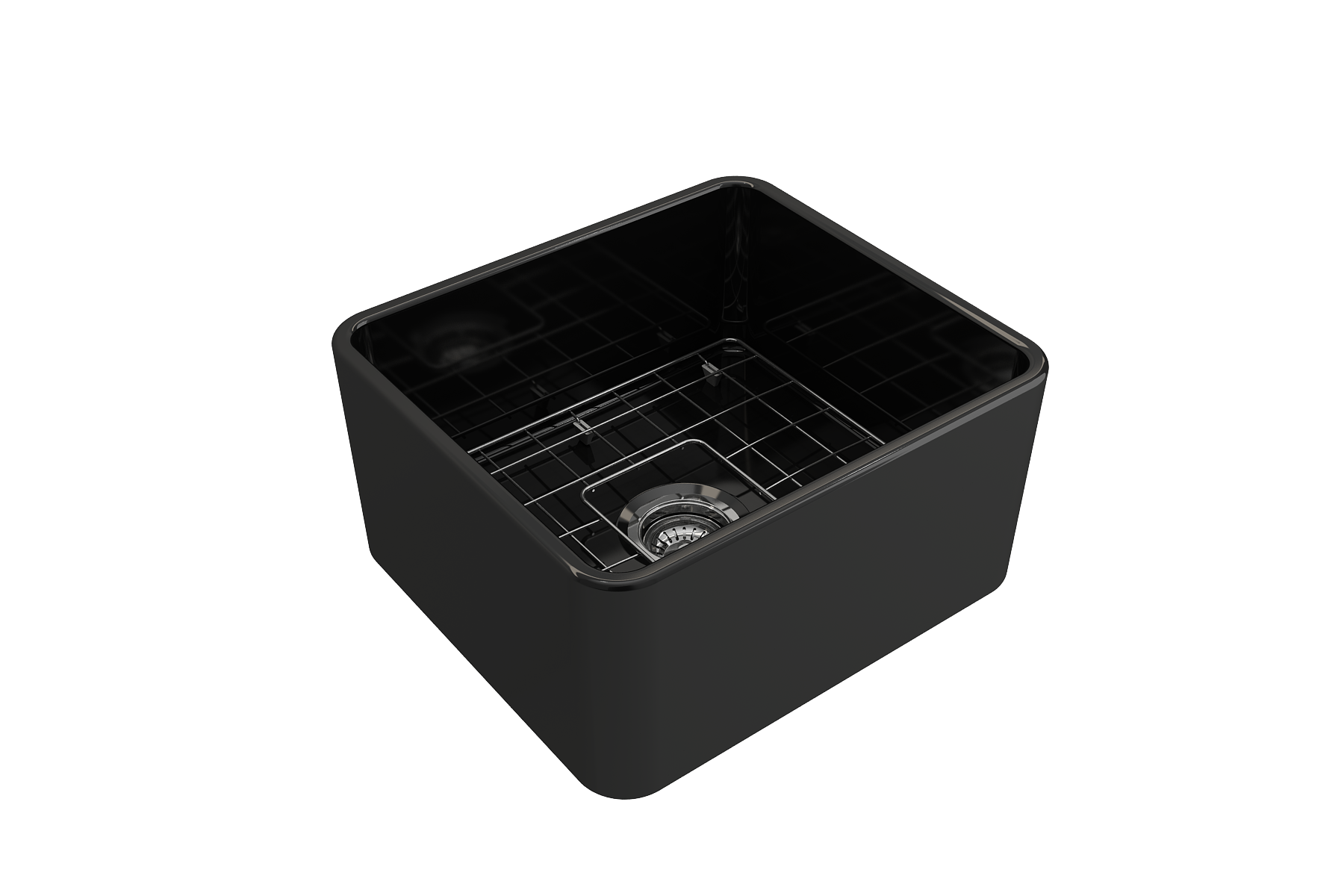 BOCCHI Classico 20" Fireclay Farmhouse Apron Single Bowl Kitchen Sink, Black, 1136-005-0120