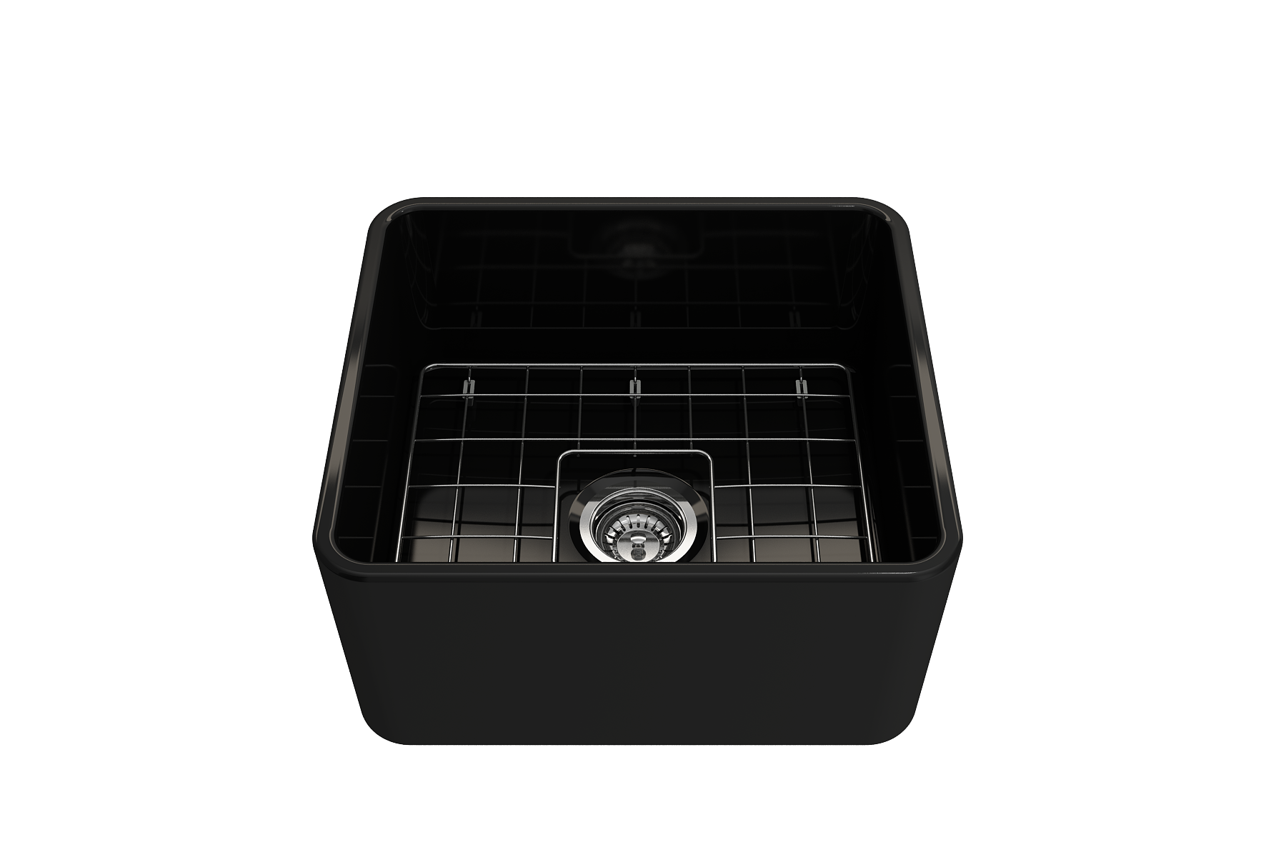 BOCCHI Classico 20" Fireclay Farmhouse Apron Single Bowl Kitchen Sink, Black, 1136-005-0120