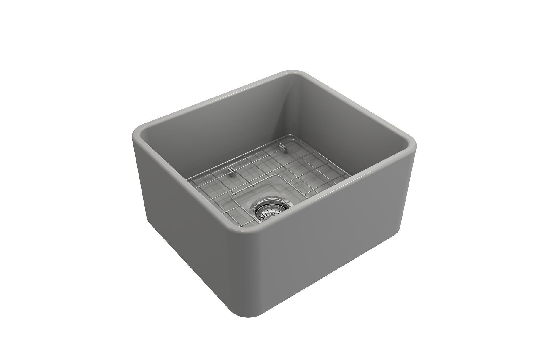 BOCCHI Classico 20" Fireclay Farmhouse Apron Single Bowl Kitchen Sink, Matte Gray, 1136-006-0120