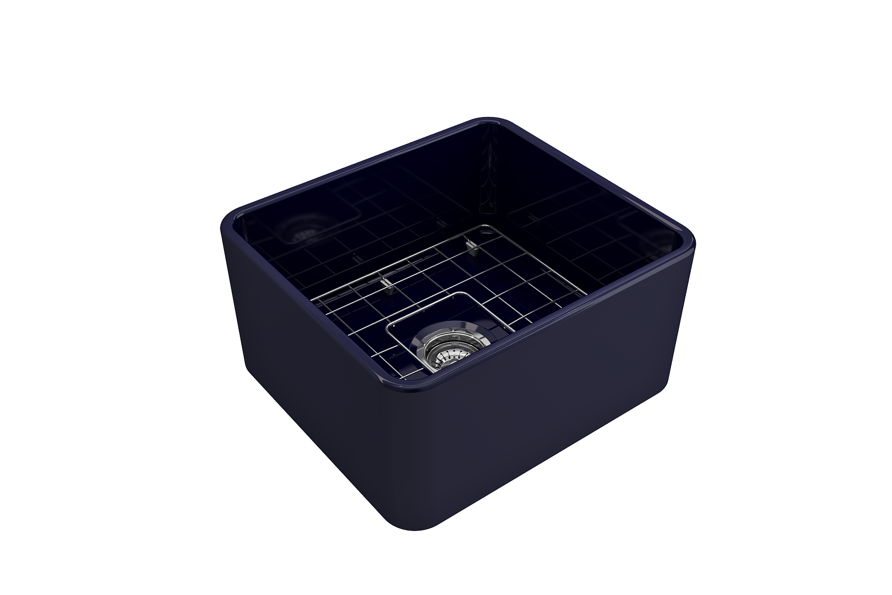 BOCCHI Classico 20" Fireclay Farmhouse Apron Single Bowl Kitchen Sink, Sapphire Blue, 1136-010-0120