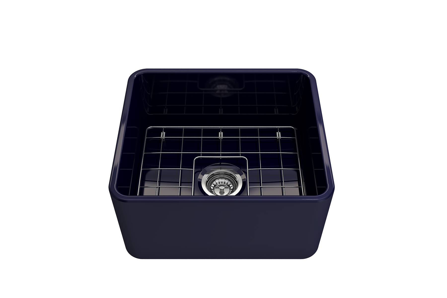 BOCCHI Classico 20" Fireclay Farmhouse Apron Single Bowl Kitchen Sink, Sapphire Blue, 1136-010-0120