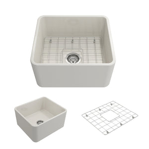 Alternate Image for BOCCHI Classico 20" Fireclay Farmhouse Apron Single Bowl Kitchen Sink, Biscuit, 1136-014-0120