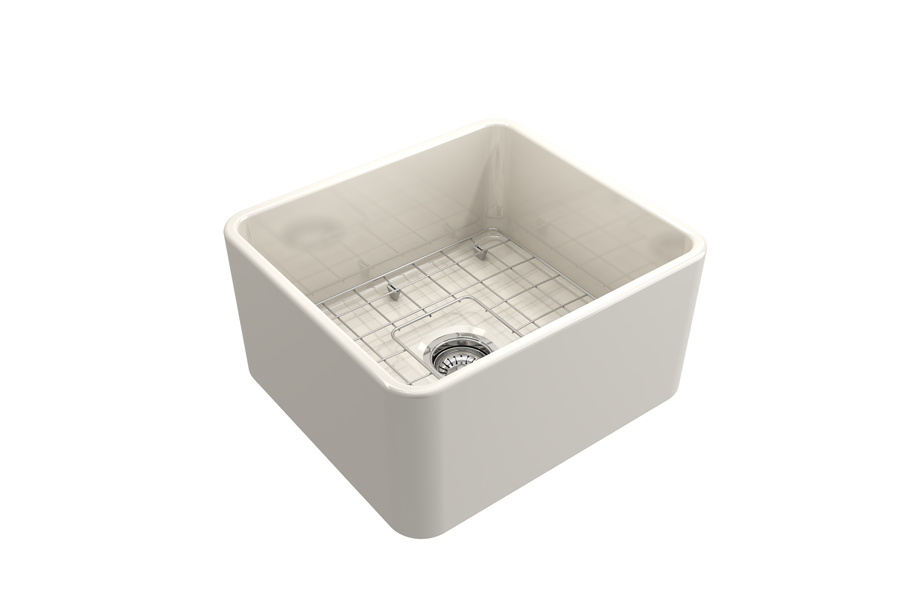 BOCCHI Classico 20" Fireclay Farmhouse Apron Single Bowl Kitchen Sink, Biscuit, 1136-014-0120