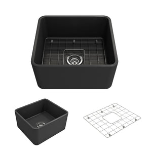 Alternate Image for BOCCHI Classico 20" Fireclay Farmhouse Apron Single Bowl Kitchen Sink, Matte Dark Gray, 1136-020-0120