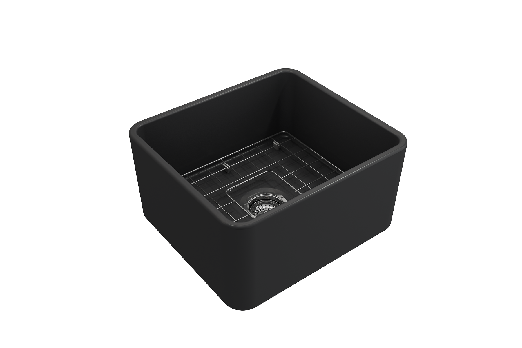 BOCCHI Classico 20" Fireclay Farmhouse Apron Single Bowl Kitchen Sink, Matte Dark Gray, 1136-020-0120