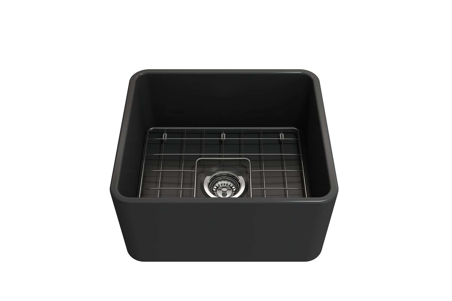 BOCCHI Classico 20" Fireclay Farmhouse Apron Single Bowl Kitchen Sink, Matte Dark Gray, 1136-020-0120