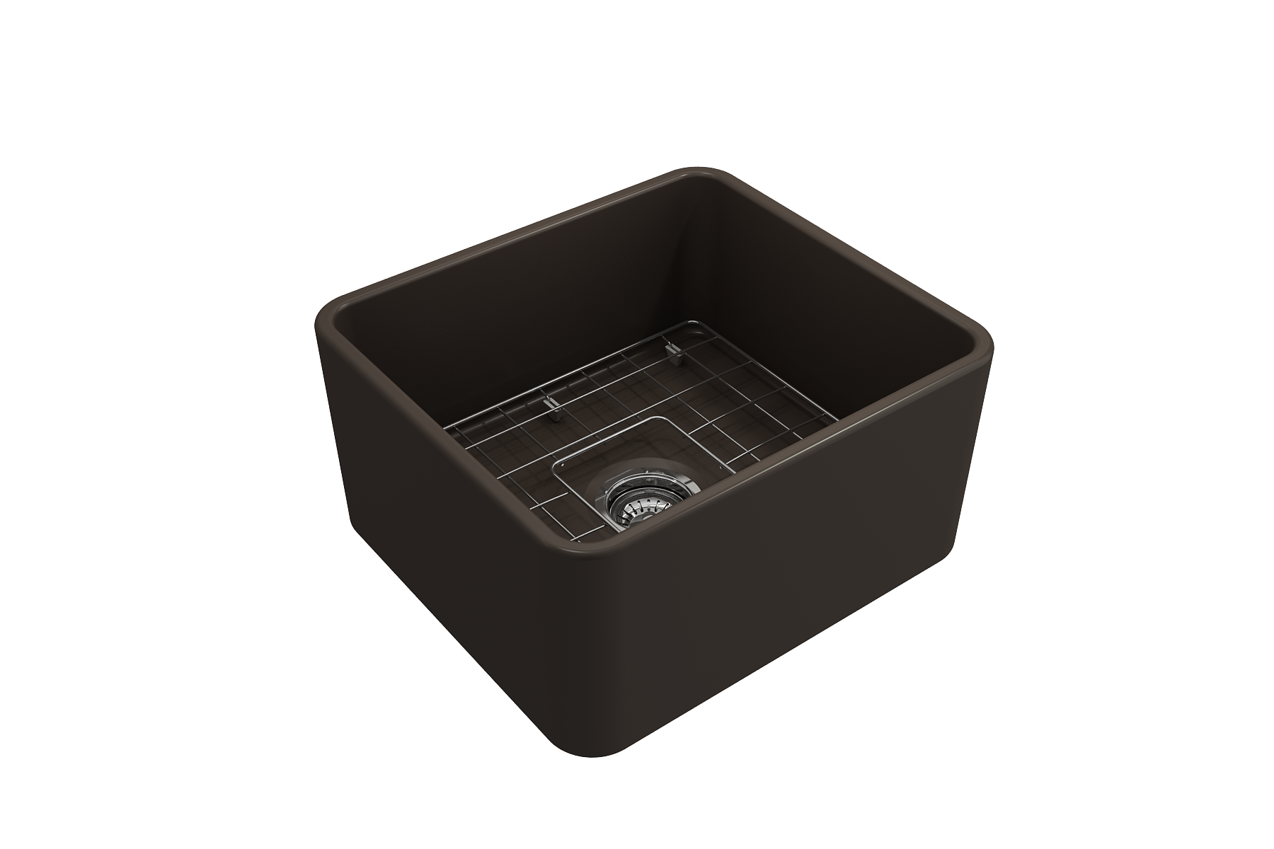 BOCCHI Classico 20" Fireclay Farmhouse Apron Single Bowl Kitchen Sink, Matte Brown, 1136-025-0120