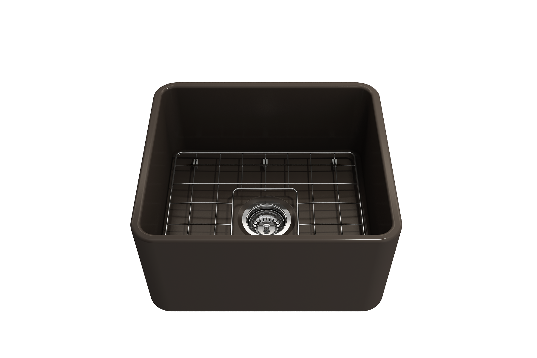 BOCCHI Classico 20" Fireclay Farmhouse Apron Single Bowl Kitchen Sink, Matte Brown, 1136-025-0120