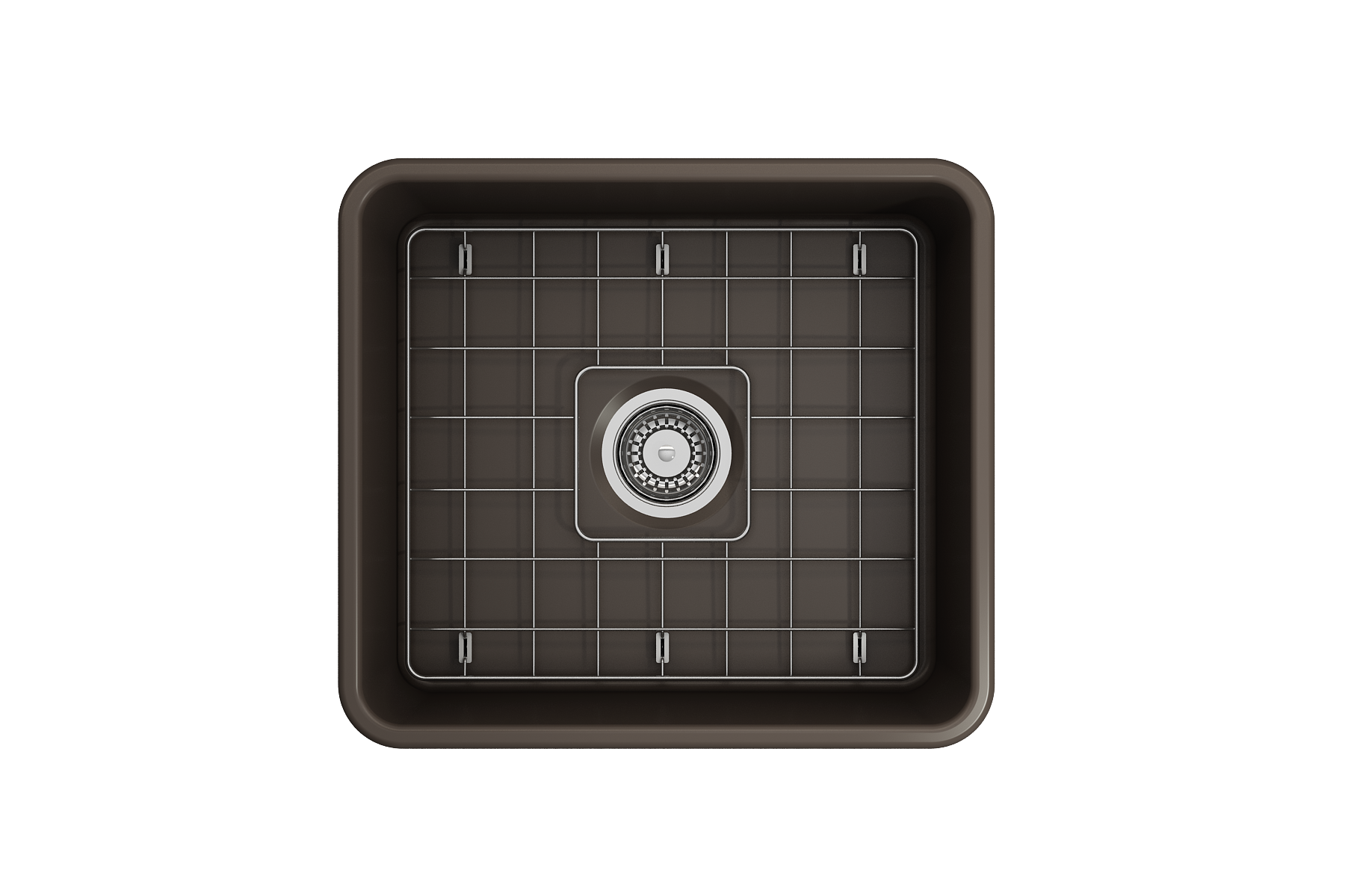 BOCCHI Classico 20" Fireclay Farmhouse Apron Single Bowl Kitchen Sink, Matte Brown, 1136-025-0120
