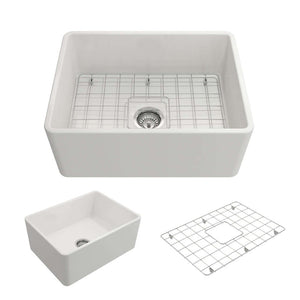 Alternate Image for BOCCHI Classico 24" Fireclay Farmhouse Apron Single Bowl Kitchen Sink, White, 1137-001-0120