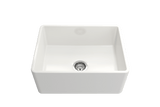 BOCCHI Classico 24" Fireclay Farmhouse Apron Single Bowl Kitchen Sink, White, 1137-001-0120