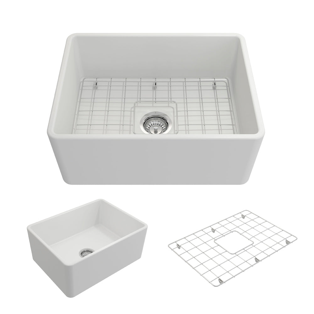 Fireclay 24 in. Single Bowl Farmhouse Kitchen Sink in White Fireclay 24 in. Single Bowl Farmhouse Kitchen Sink in White