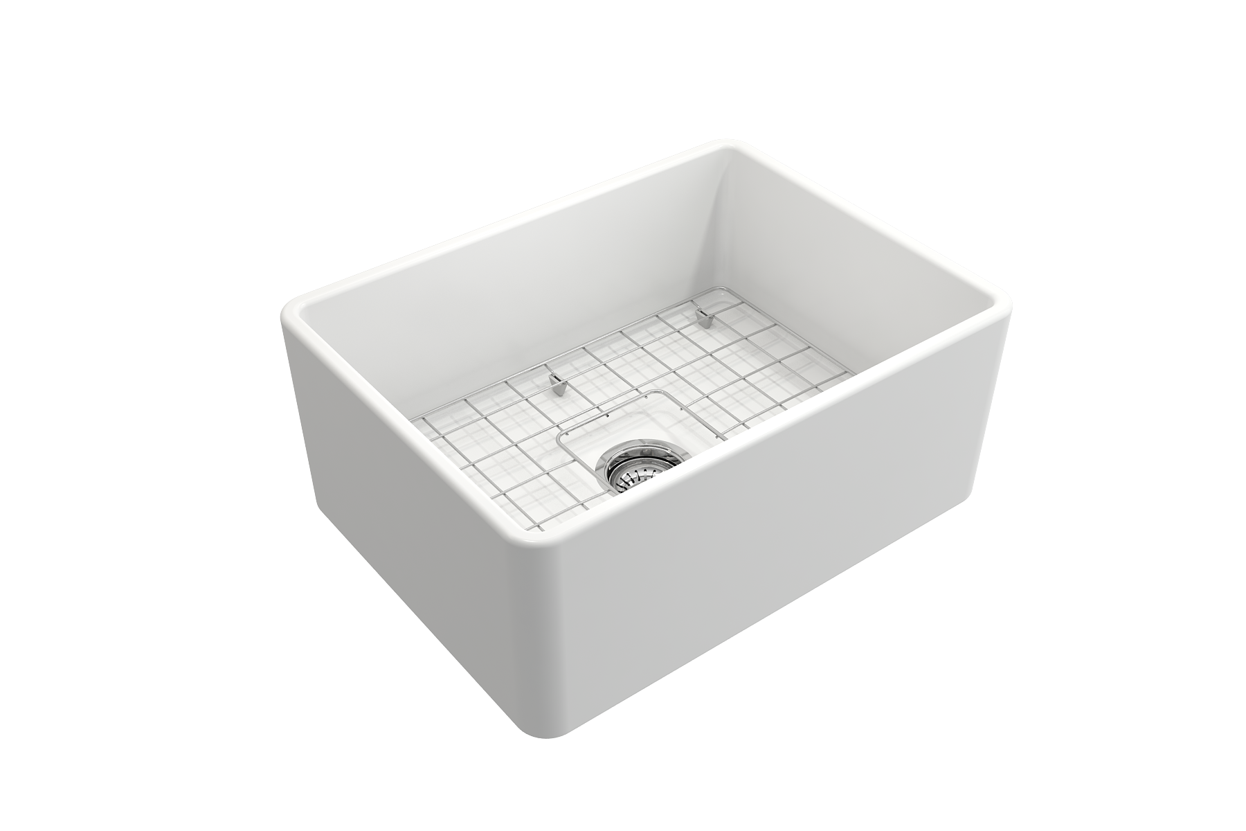 BOCCHI Classico 24" Fireclay Farmhouse Apron Single Bowl Kitchen Sink, Matte White, 1137-002-0120