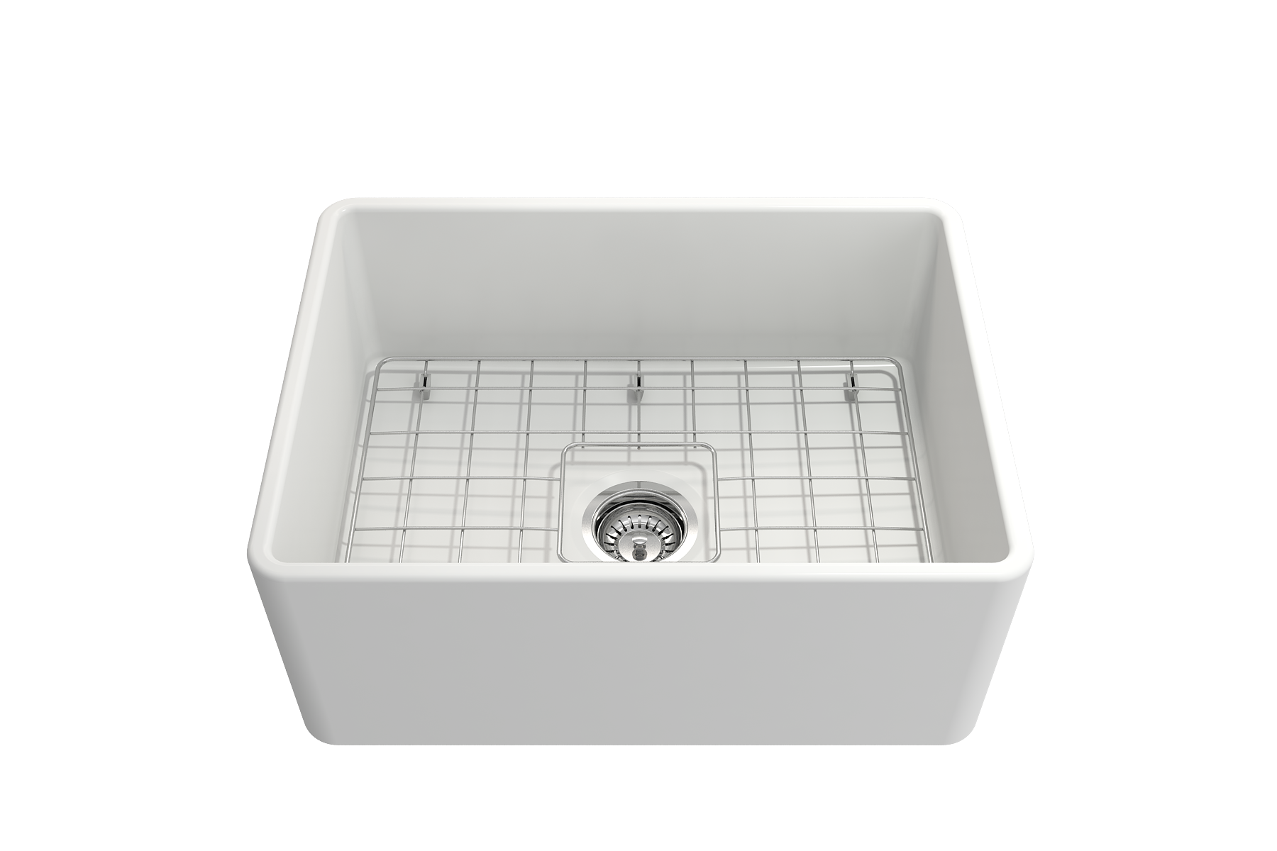 BOCCHI Classico 24" Fireclay Farmhouse Apron Single Bowl Kitchen Sink, Matte White, 1137-002-0120