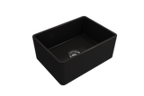 BOCCHI Classico 24" Fireclay Farmhouse Apron Single Bowl Kitchen Sink, Matte Black, 1137-004-0120