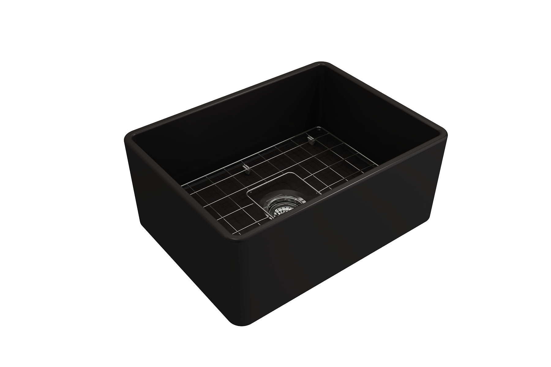 BOCCHI Classico 24" Fireclay Farmhouse Apron Single Bowl Kitchen Sink, Matte Black, 1137-004-0120