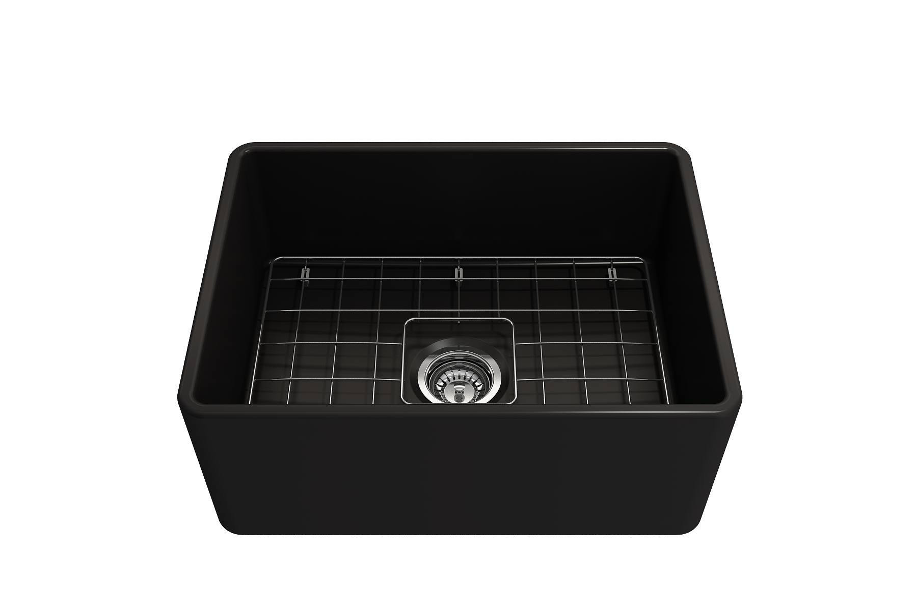 BOCCHI Classico 24" Fireclay Farmhouse Apron Single Bowl Kitchen Sink, Matte Black, 1137-004-0120