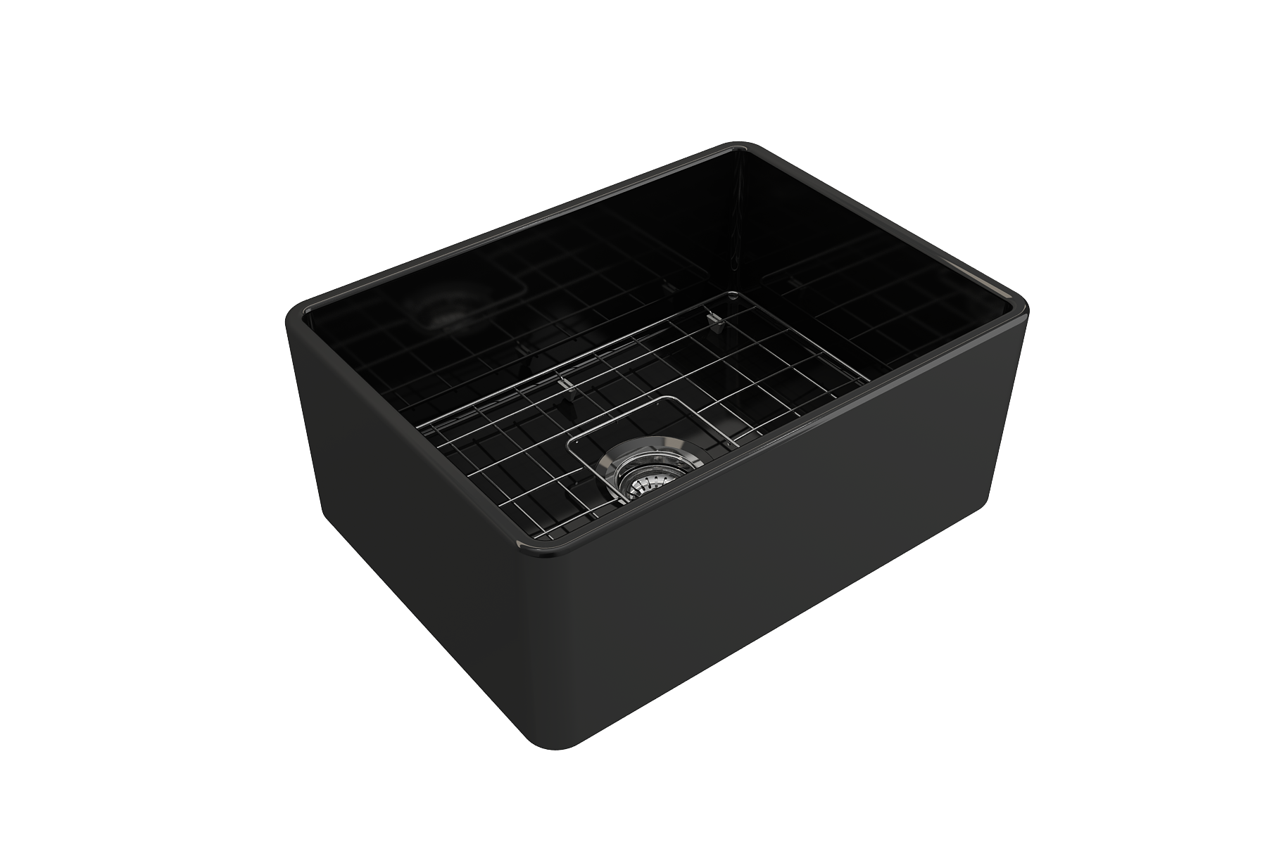 BOCCHI Classico 24" Fireclay Farmhouse Apron Single Bowl Kitchen Sink, Black, 1137-005-0120