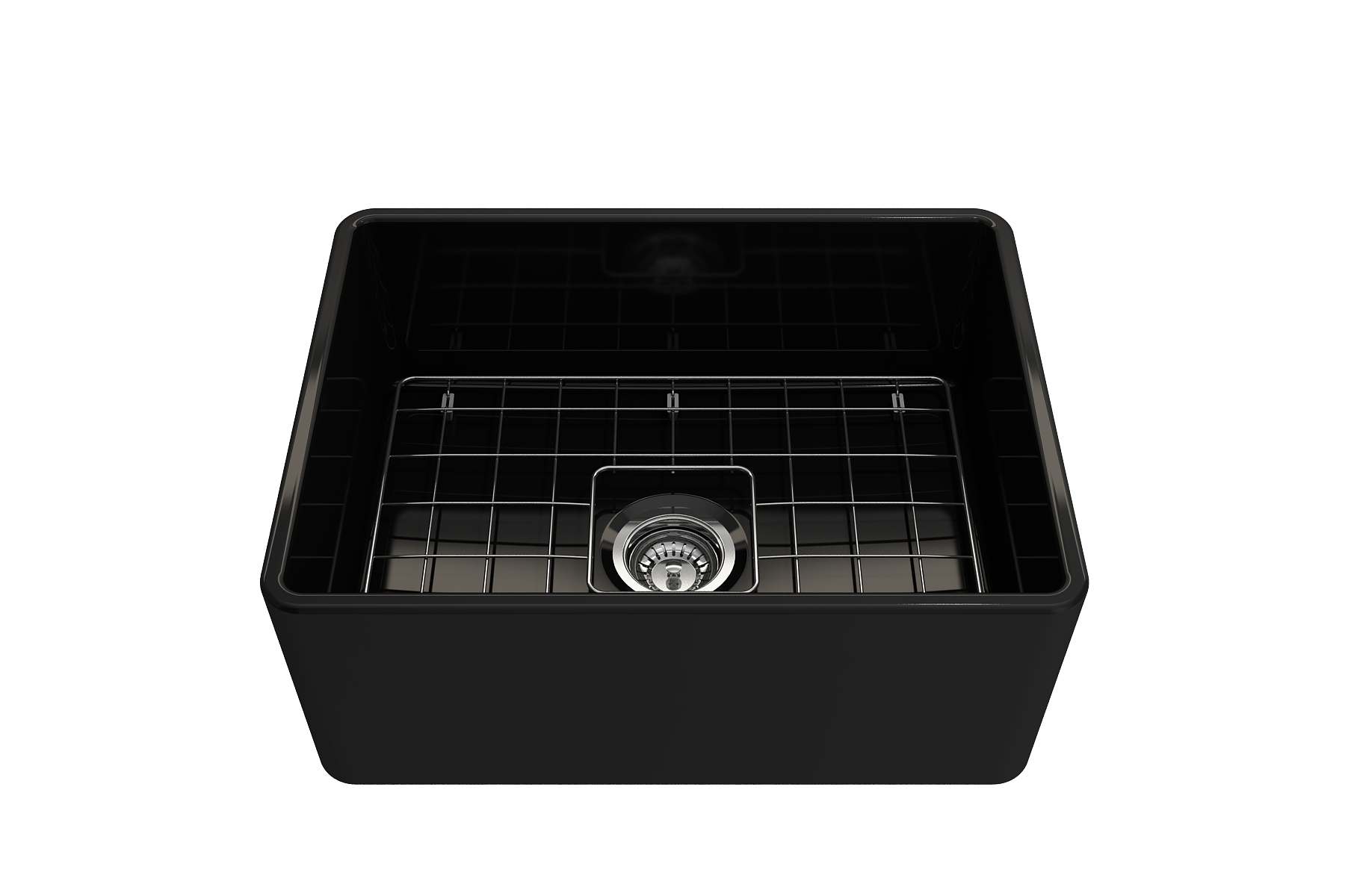 BOCCHI Classico 24" Fireclay Farmhouse Apron Single Bowl Kitchen Sink, Black, 1137-005-0120