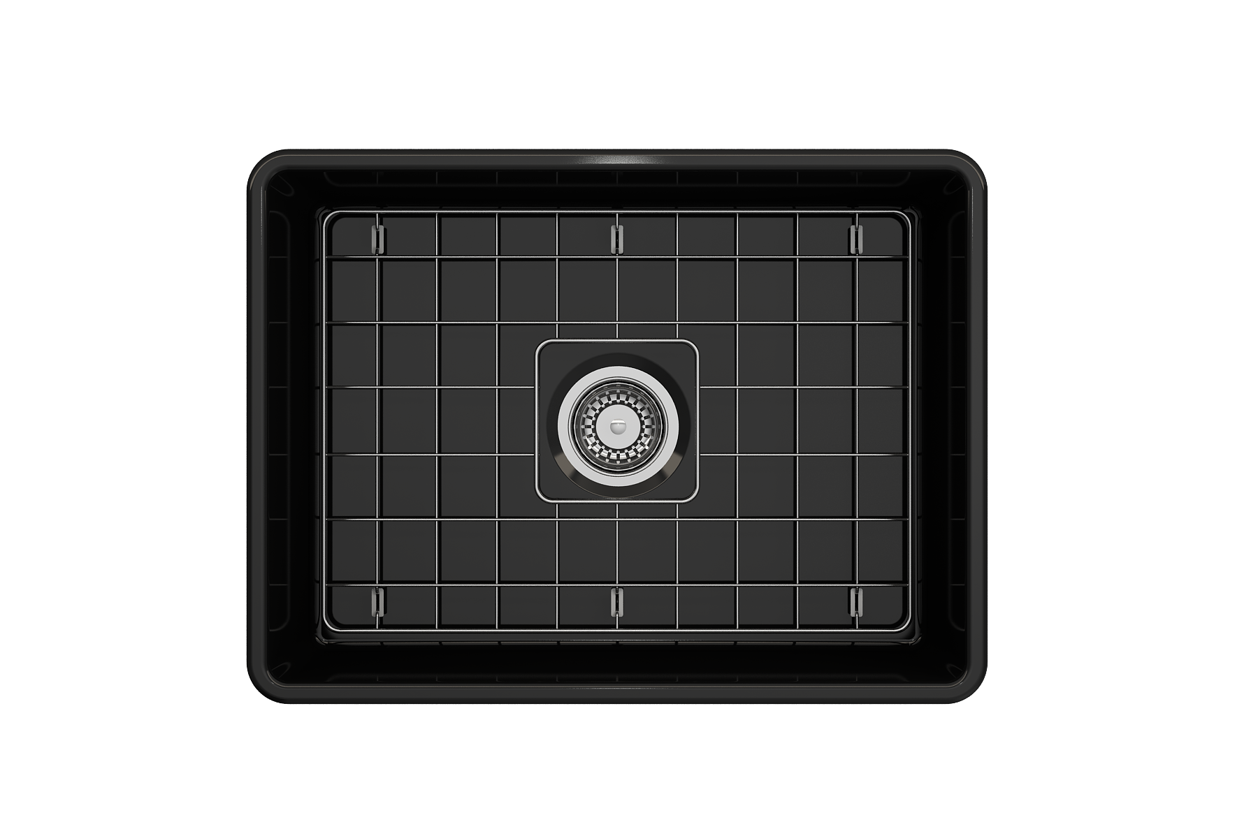 BOCCHI Classico 24" Fireclay Farmhouse Apron Single Bowl Kitchen Sink, Black, 1137-005-0120