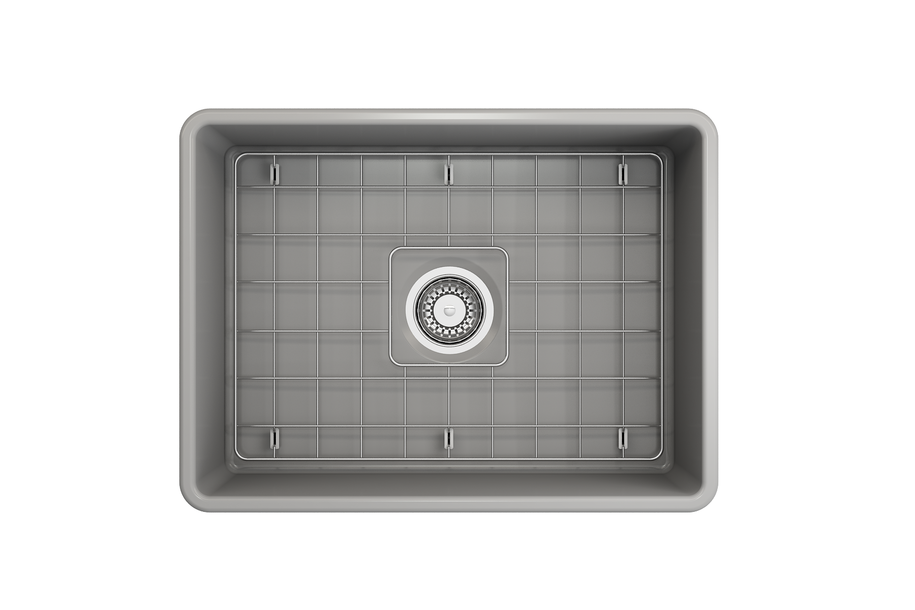 BOCCHI Classico 24" Fireclay Farmhouse Apron Single Bowl Kitchen Sink, Matte Gray, 1137-006-0120