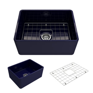 Alternate Image for BOCCHI Classico 24" Fireclay Farmhouse Apron Single Bowl Kitchen Sink, Sapphire Blue, 1137-010-0120