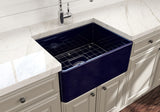 BOCCHI Classico 24" Fireclay Farmhouse Apron Single Bowl Kitchen Sink, Sapphire Blue, 1137-010-0120