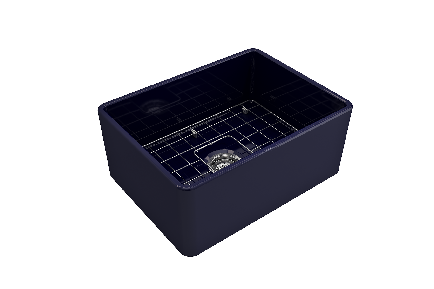BOCCHI Classico 24" Fireclay Farmhouse Apron Single Bowl Kitchen Sink, Sapphire Blue, 1137-010-0120