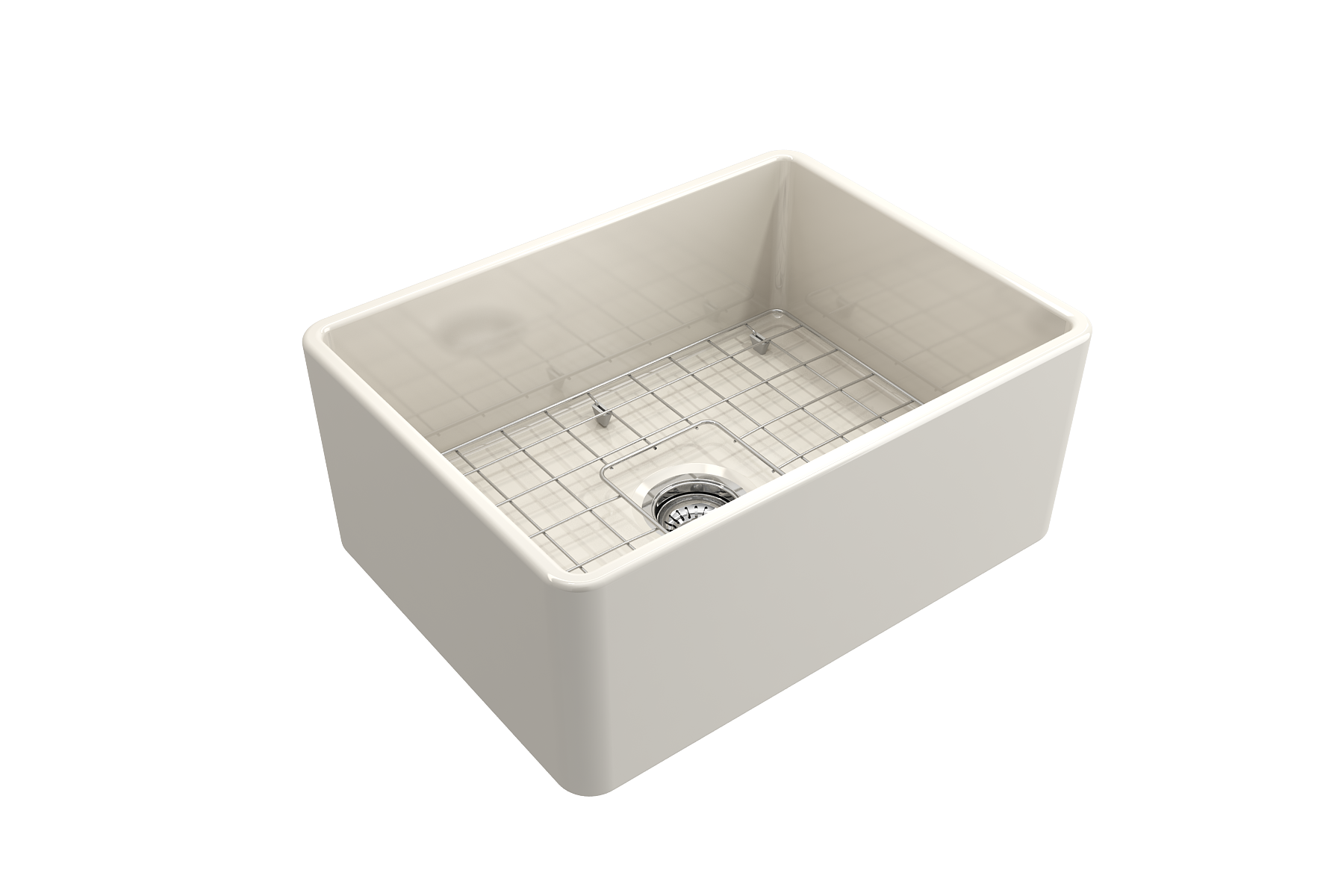 BOCCHI Classico 24" Fireclay Farmhouse Apron Single Bowl Kitchen Sink, Biscuit, 1137-014-0120