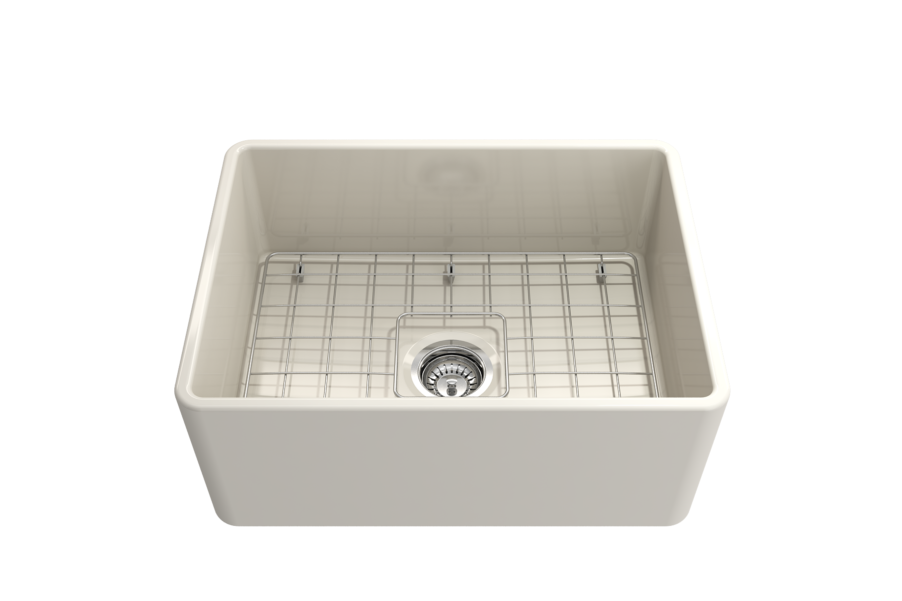 BOCCHI Classico 24" Fireclay Farmhouse Apron Single Bowl Kitchen Sink, Biscuit, 1137-014-0120