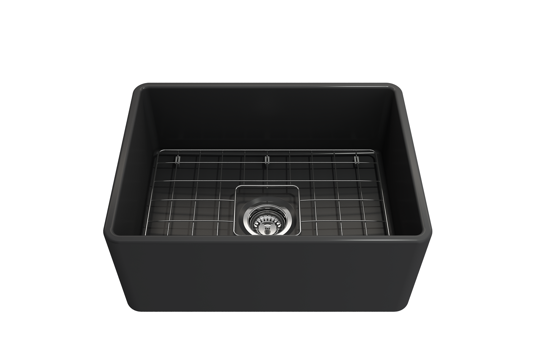 BOCCHI Classico 24" Fireclay Farmhouse Apron Single Bowl Kitchen Sink, Matte Dark Gray, 1137-020-0120