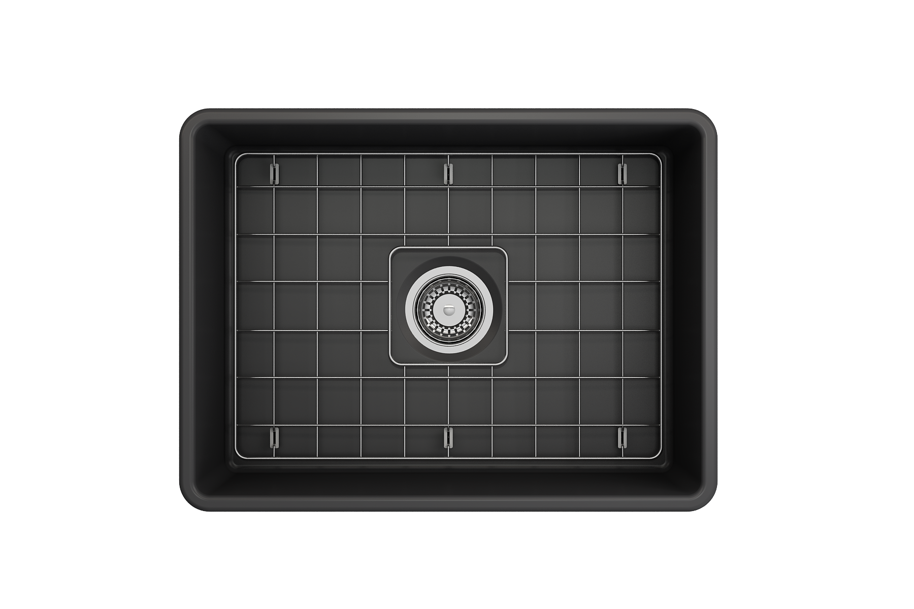 BOCCHI Classico 24" Fireclay Farmhouse Apron Single Bowl Kitchen Sink, Matte Dark Gray, 1137-020-0120