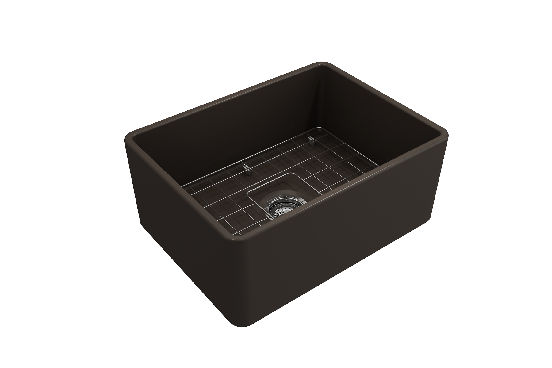 BOCCHI Classico 24" Fireclay Farmhouse Apron Single Bowl Kitchen Sink, Matte Brown, 1137-025-0120