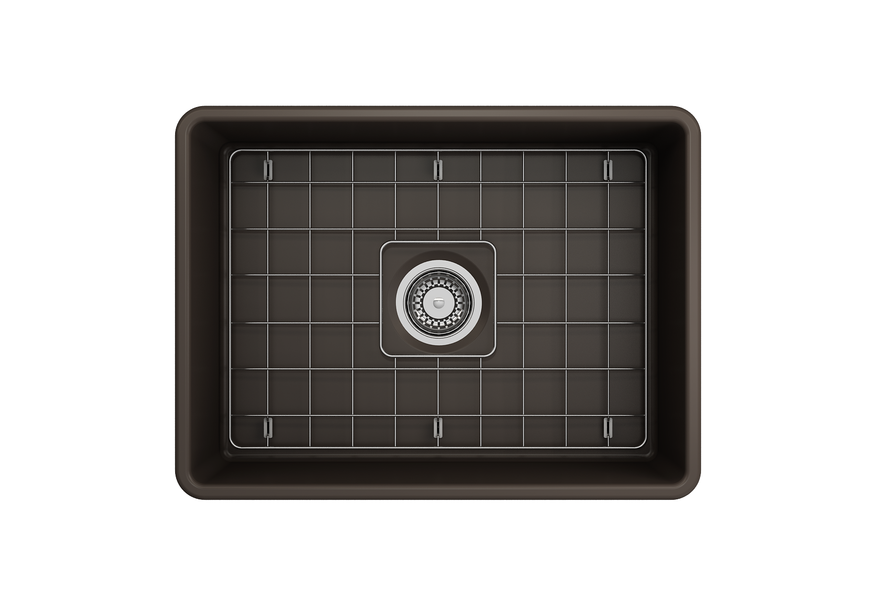 BOCCHI Classico 24" Fireclay Farmhouse Apron Single Bowl Kitchen Sink, Matte Brown, 1137-025-0120