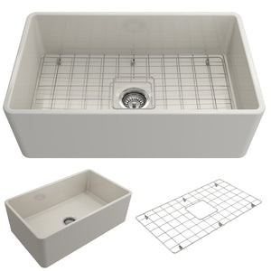 Alternate Image for BOCCHI Classico 30" Fireclay Farmhouse Apron Single Bowl Kitchen Sink, Biscuit, 1138-014-0120